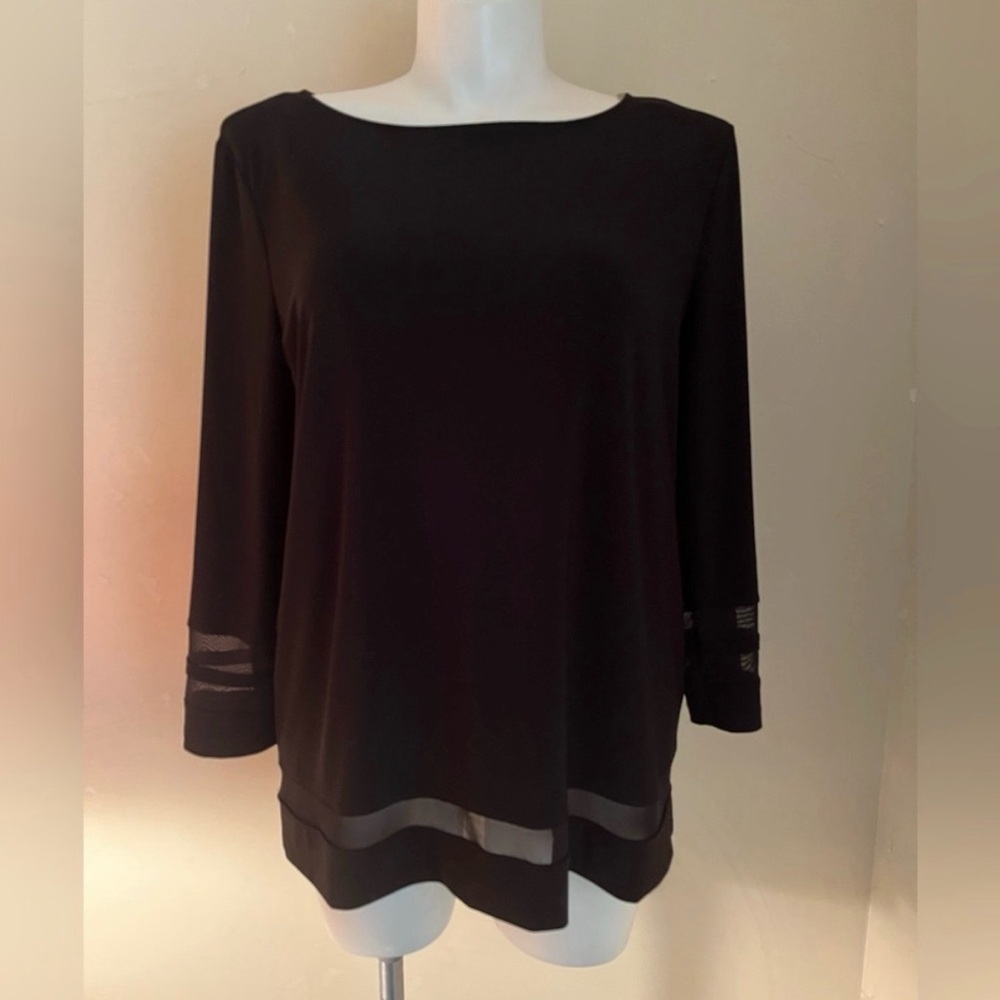 NWOT Jones New York Signature Black Sheer Accented Top